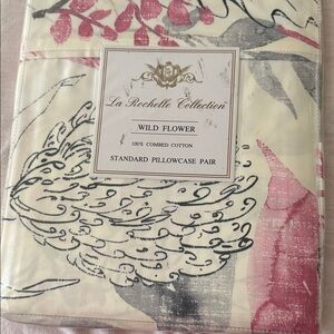 Wild Flower Pillowcase Pair - Cream and Pink